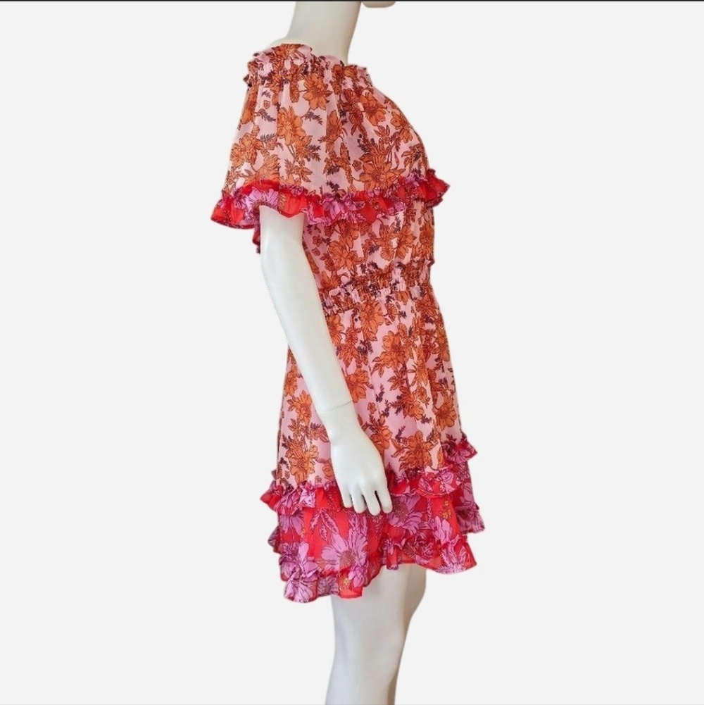 JESSICA SIMPSON size M Amelia Ruffle Floral Off-Shoulder mini dress - Picture 4 of 10
